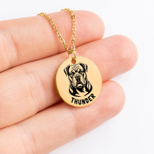 Authentic Personalized engraved American Bulldog necklace with a sweet message card