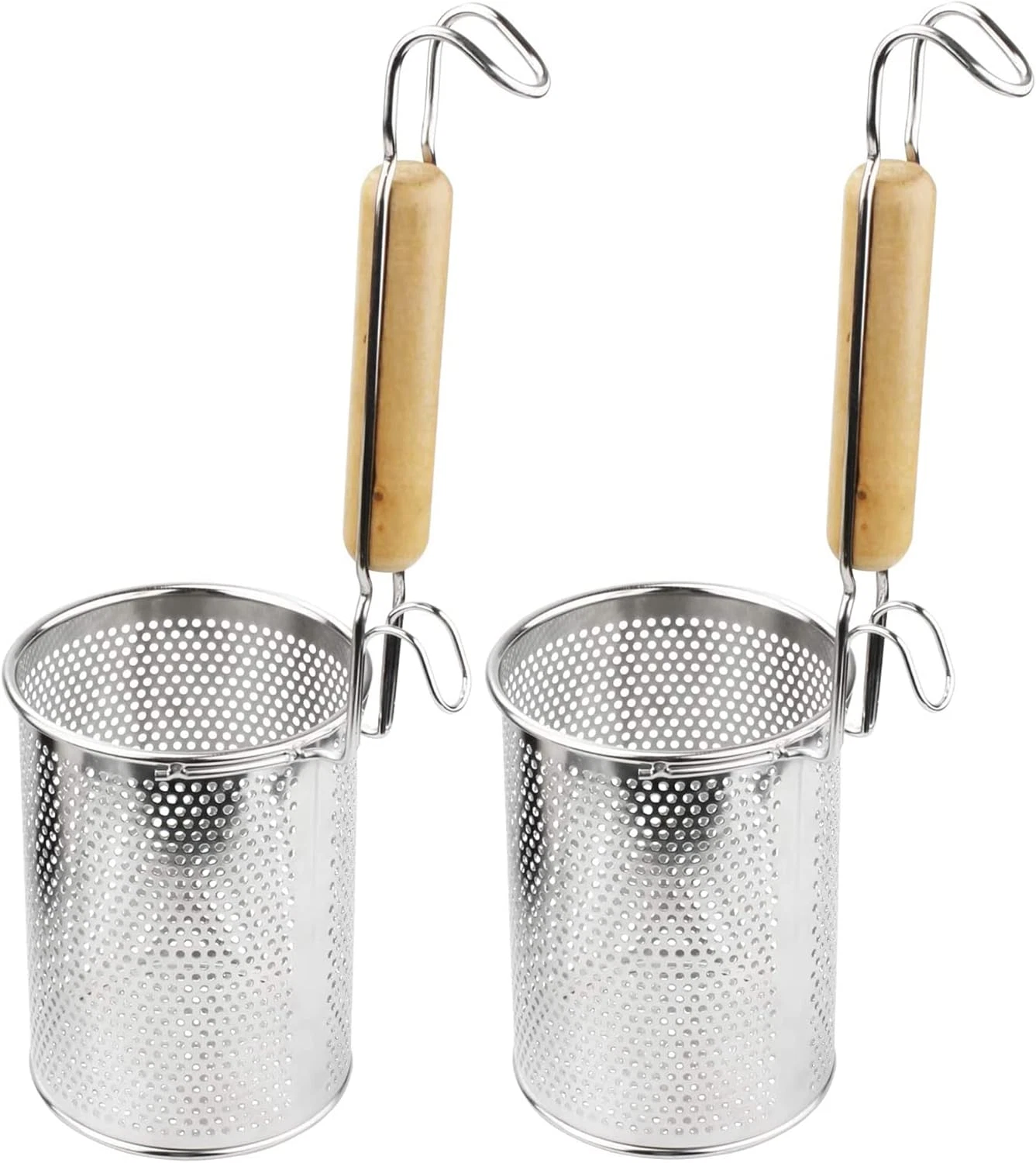 Pasta Strainer, 2 Pack Stainless Steel Mesh Spider Strainer for Pasta, Noodle, D
