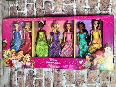 Disney Princess Story Sparkle Princess Doll 7-Pk Gift Set Toy New with Box