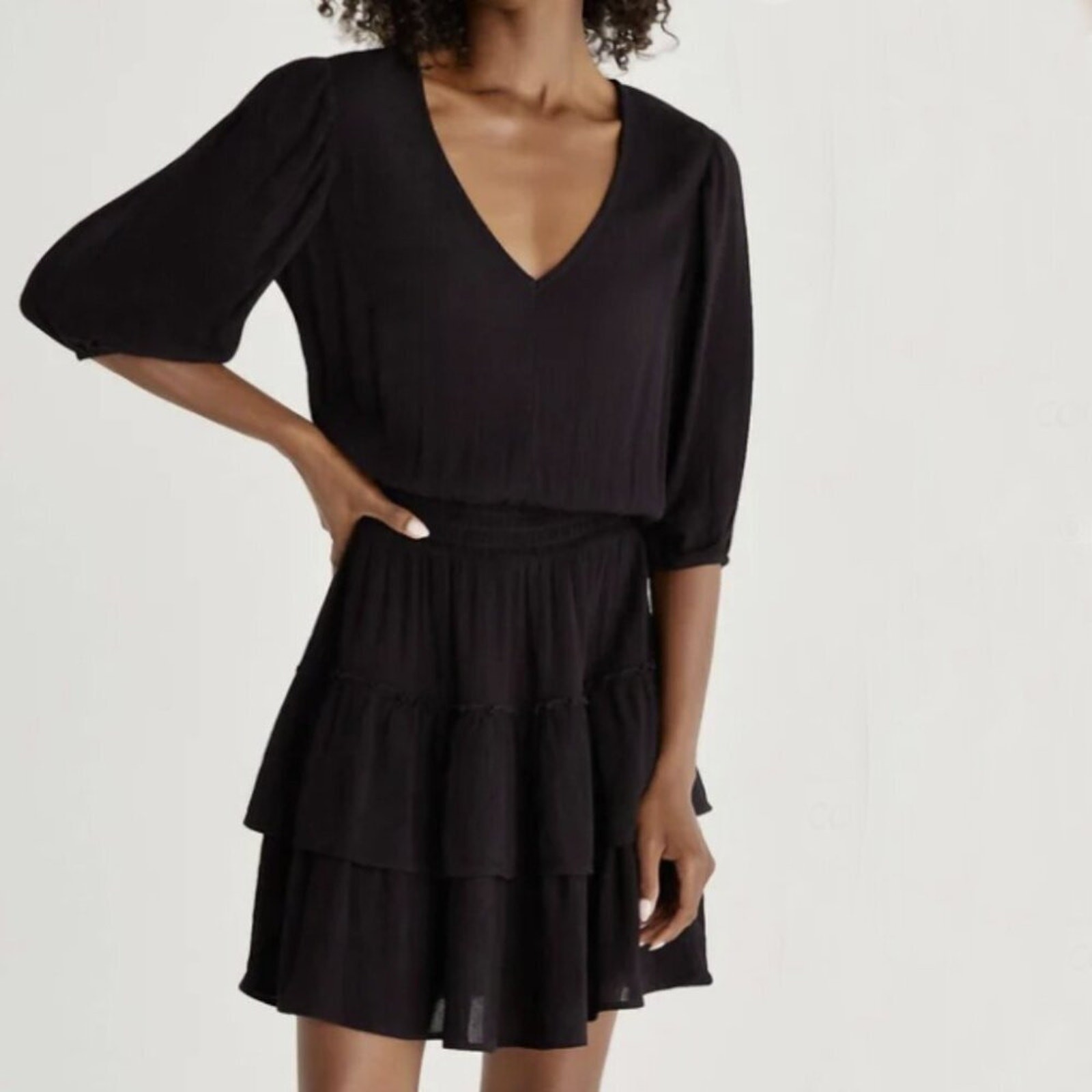 Z Supply Lightweight Stella Solid Black Mini Dres… - image 1