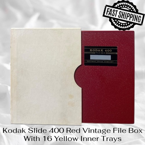 Kodak Slide 400 Red Vintage File Box With 16 Yellow Inner Trays FAST SHIPPING