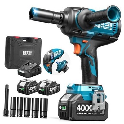 Upgraded Impact Wrench 1180 Ft-lbs (1600 N·m): 1/2'' 1180 Ft-lbs / 2x Battery