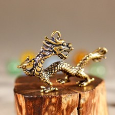Bronze Dragon Sculpture Collectible Figurine Ornament Mythical Decor 55mm
