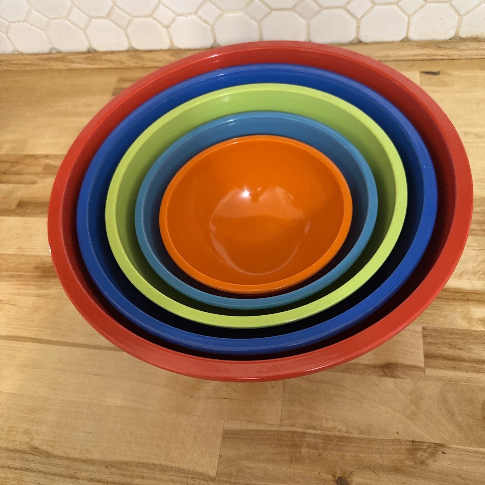 Oggi Bowls Nesting Mixing lot Of 5 Rainbow Color Melamine Plastic Kitchen