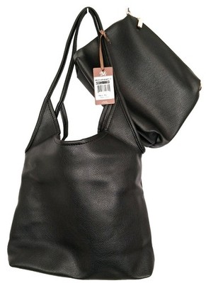NEW Montana West Black Slouch Shoulder Tote Handbag Purse & Cosmetic Bag NWT $44