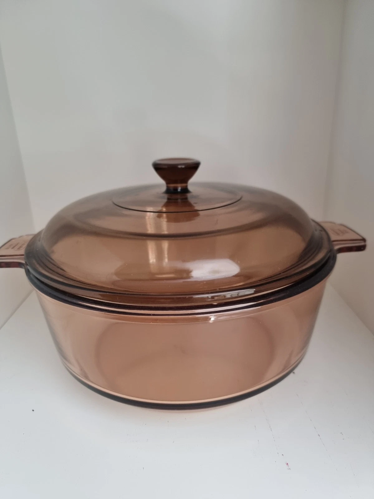 Vintage Vision Corning Amber Glass Casserole Stock Pot with Lid 2.5L 20cm