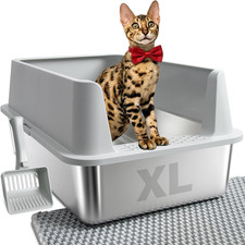 Stainless Steel Litter Box, Extra Large Litter Boxes for Big Cats, XL Metal Cat