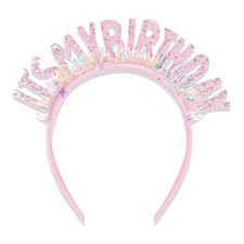 Pink Happy Birthday Tiara Headband for Women  Girls Party Crown Gift