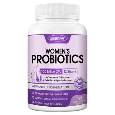 Probiotics for Women Digestive Health 100 Billion CFUs 90 Servings ZEBORA Tract
