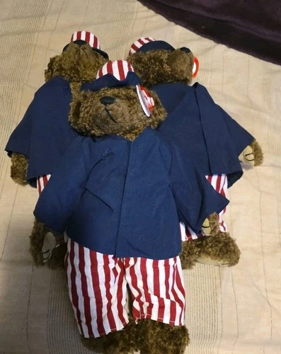 3 TY Beanie Baby Samuel Teddy Bear Vtg 1993 Retired in Original suit Patriotic