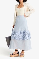 ZIMMERMANN Floral Print Linen Silk Blend Maxi Skirt Size 1 Uk 10 EUC