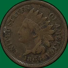 1864 Bronze Indian Head Cent Very Good VG Coin #39701