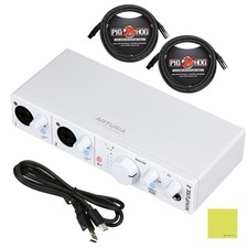 Arturia MiniFuse 2 Dual USB Audio Interface, White Bundle with 2x Pig Hog PHM...