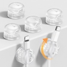 6Pack Clear Rotatable Cord Organizer, 1s Lock Spring Cable Clips