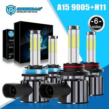 4x 9005 H11 LED Headlight Combo High Low Beam Bulbs Kit Super White Bright 6side