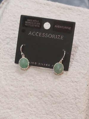 Accessoire versilbert Jade grüner Stein oval Ohrhänger Glück schönes Geschenk
