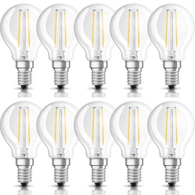 10 x Osram LED Filament Lampen Tropfen 4W = 40W E14 klar 470lm Kugeln warmweiß