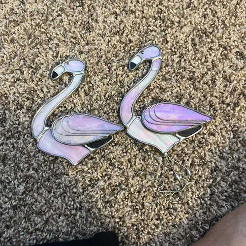 Stained Glass Flamingo Sun Catcher Tropical Bird Pink Home Decor Art Window