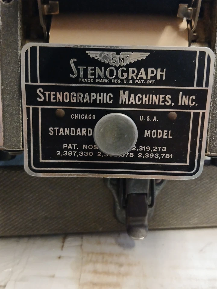 Máquina taquigráfica modelo taquigráfica vintage Stenograph Reporter con estuche Foto 3 de 4