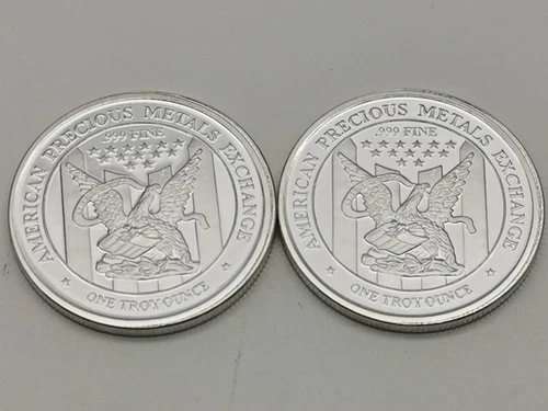 Two (2) APMEX 1 Troy Ounce .999 Fine Silver Round -- 2 troy ounces total