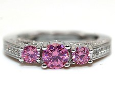 1CT Treated Pink Sapphire  Topaz 925 Genuine Sterling Silver Ring Sz 7 MB5-9