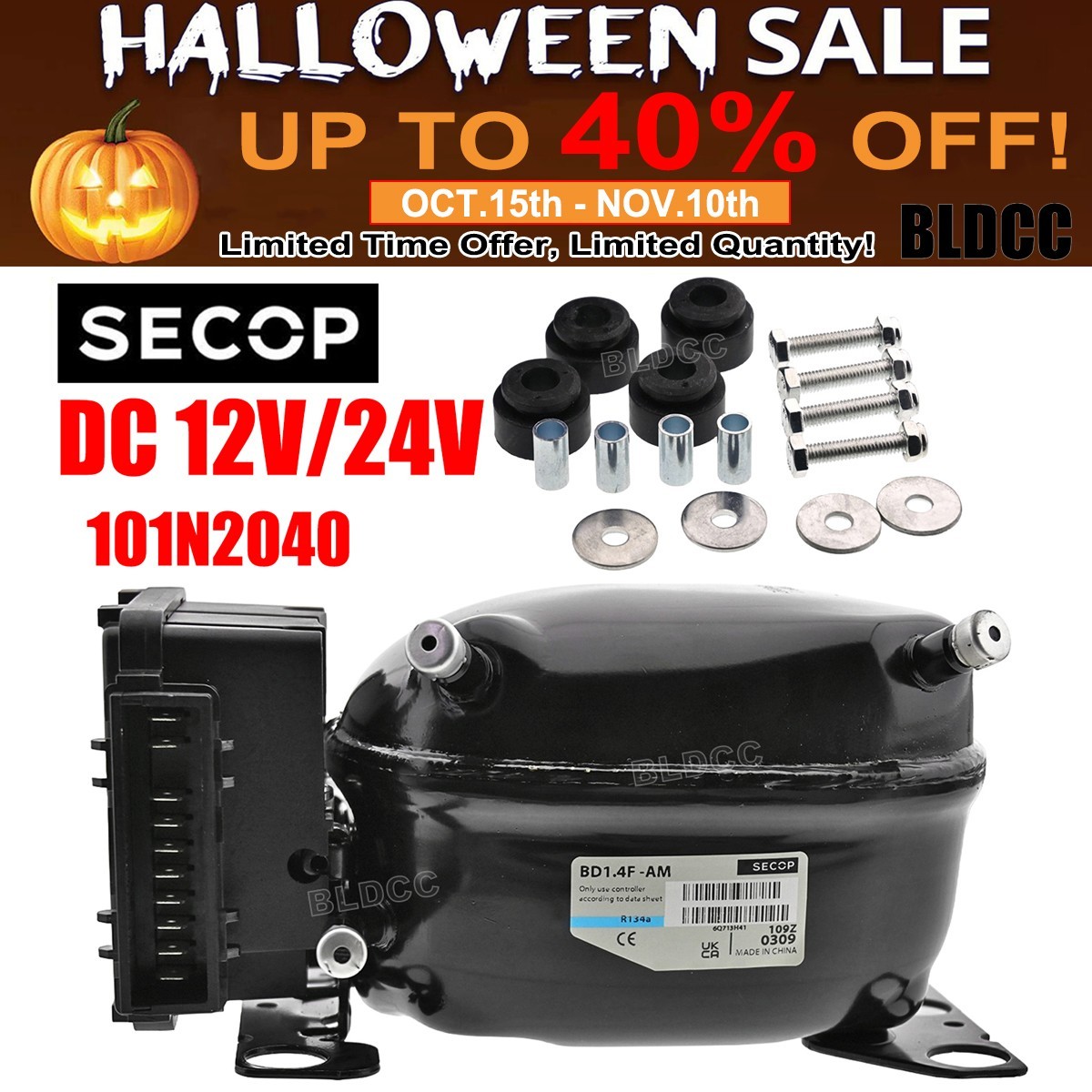 Set of SECOP BD1.4F 12V/24V DC Micro Compressor + 101N2040 Electronic Controller