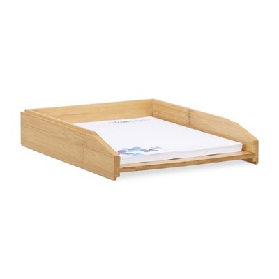 Dokumentenablage stapelbar Aktenorganizer Büroablage aus Holz 500 g 4 Fächer