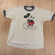 vtg 70s 80s usa ringer t-shirt XL mickey mouse disney world soft thin