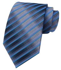 Men's Plaid Check Stripe Ties Pattern Business Formal One Size Blue Grey Stripe