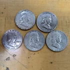 Lot of (5) Franklin Half Dollars (1954-1963)