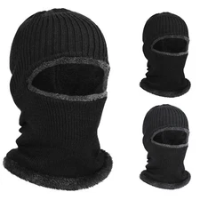 Balaclava Full Face Mask Neck Gaiter Winter Wool Lined Beanie Hats Ski Cap Hood