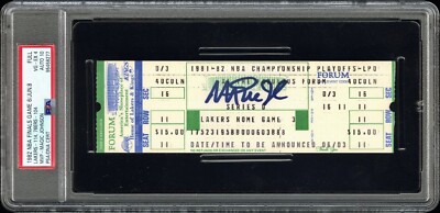 MAGIC JOHNSON SIGNED 1982 NBA FINALS GAME 6 LAKERS TITLE #8 TICKET