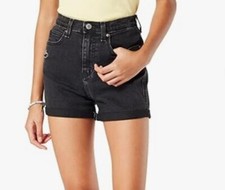 NWT Levi's Signature Girls Shorts 18 Black High Rise Mom Distressed Stretch