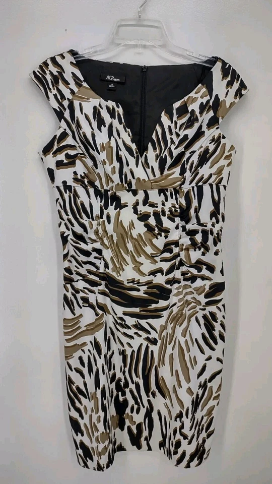 Vestido Vaina AGB Para Mujer Talla 8 Mangas Casquillo Multicolor Forrado Elastizado Geométrico Foto 3 de 4