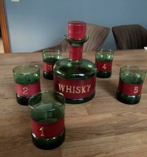 Whisky Karaffe Set DDR Ostalgie mit 5 Gl&auml;sern 60&lsquo;er Dekanter Vintage Empoli