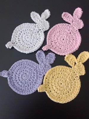 Handmade Crochet Pastel Easter Bunny Coasters Set of 4