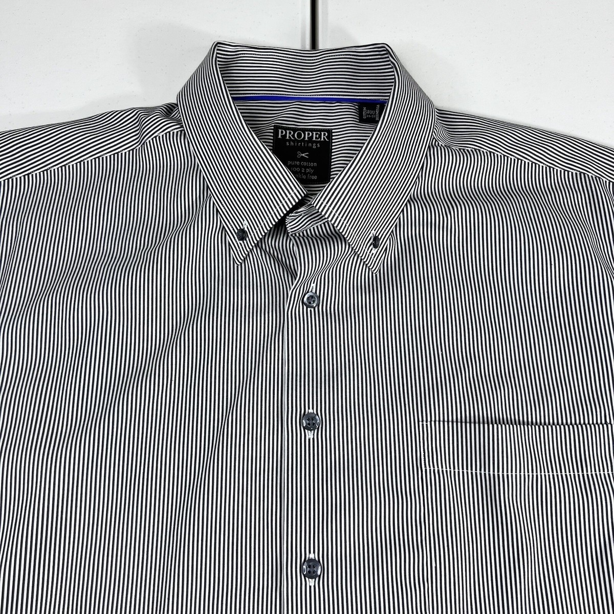 proper shirtings dress shirt Proper Shirtings Striped Dress Shirt Gray Black Men's Size XXL / 18.5