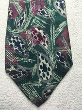 ROBERT TALBOTT MENS TIE GREEN BURGUNDY GRAY BLUE 3.75 X 58