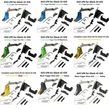Complete Low Parts Kit LPK Fits Glock43 43X, Al Adjustable Color Shoe & Safety
