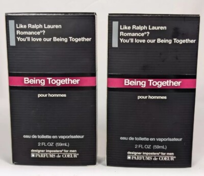 2 PACK Designer Imposters Spray Cologne Being Together, Romance, For Men 2.oz Ea