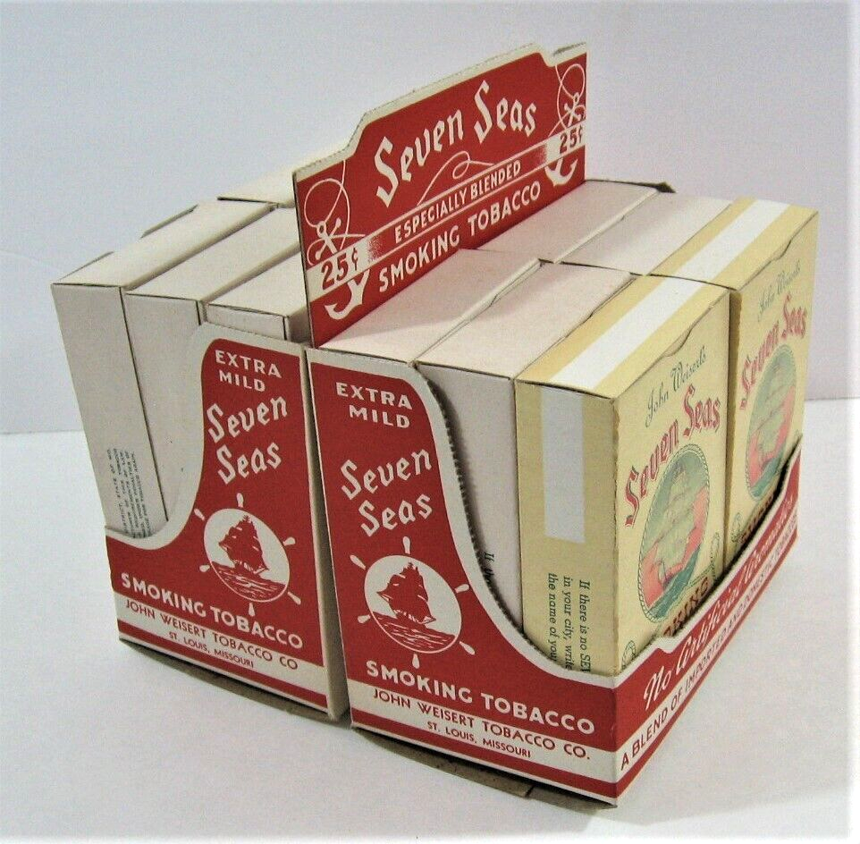 Vintage Seven Seas Tobacco Store Counter Double Display W/ 12 Boxes St  Louis Mo