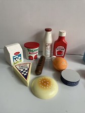 Wooden Block, Plastic Play Grocery Food Items, Vintage Kitchen Pantry