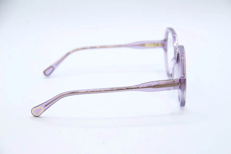 NEW CHLOE CC 0012O 002 CLEAR PURPLE GOLD AUTHENTIC FRAMES EYEGLASSES 48-17 - Image 3 of 3