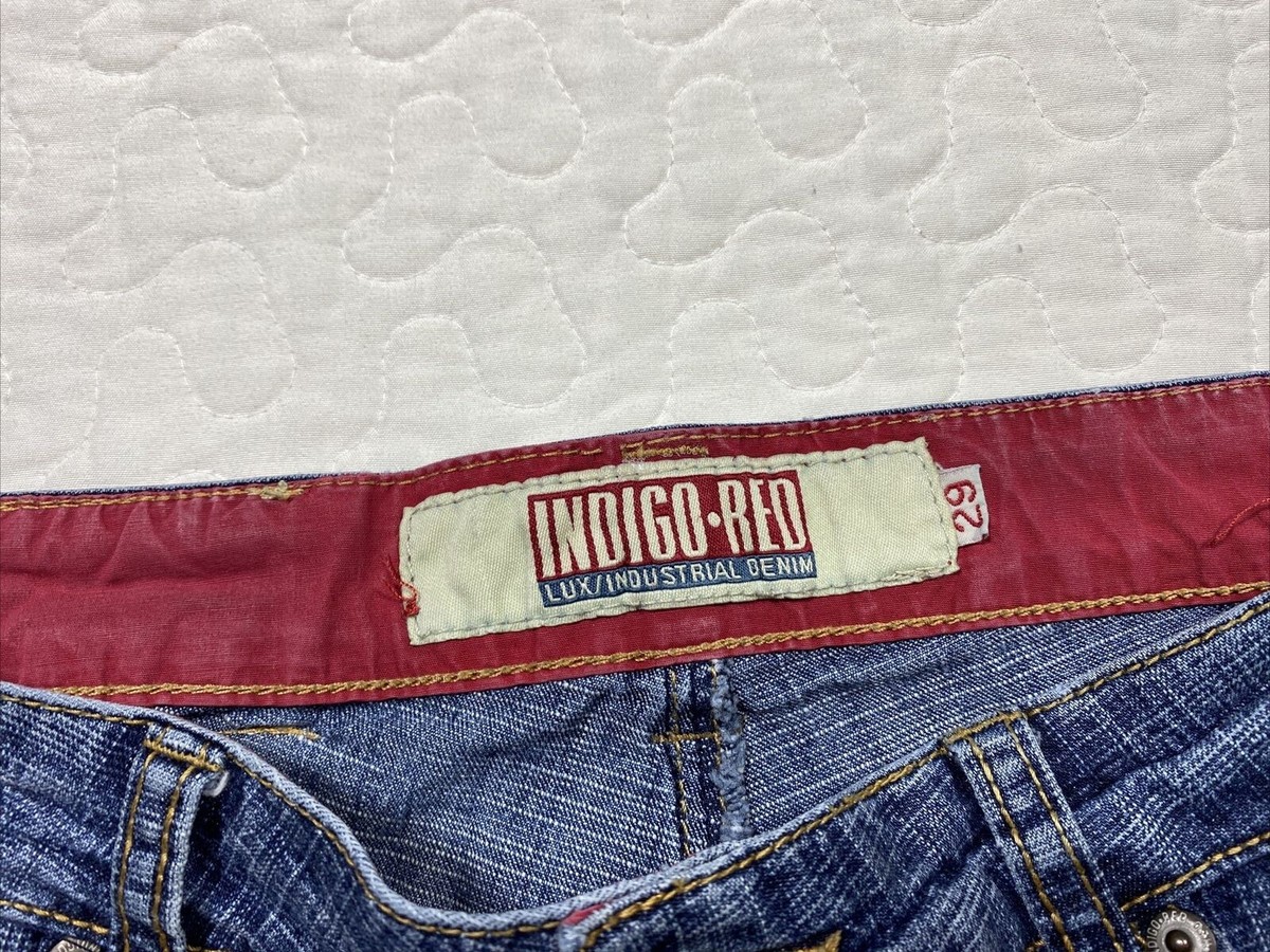 Vintage INDIGO RED Lux Industrial Denim Whiskered Blue Jeans Mens 