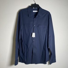 Calvin Klein Men  s Dressy Refined Button-Up Shirt Large Estate Blue NWT