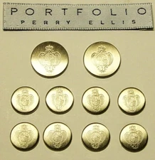 PERRY ELLIS Replacement buttons 10 pcs Silver tone metal with slight golden hue