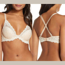 NEW Wacoal Embrace Lace Underwire Contour Bra in Nude/Ivory SZ 32DD  L752