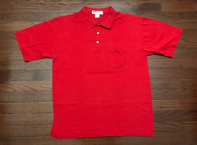 VINTAGE 1980's RUSSELL ATHLETIC POCKET POLO SHIRT MENS LARGE RED 80's L e