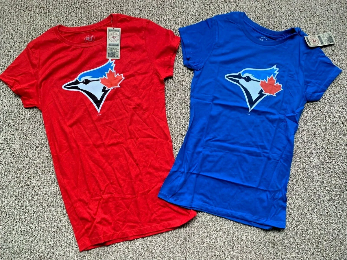 47 Brand Toronto Blue Jays Women's T-Shirt! Red Blue Ladies Short Sleeve  Shirt