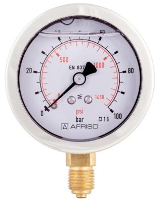 Afriso Glyzerin Manometer Ø 63 mm + - Füllung bar psi Vakuum Druckluft Glycerin
